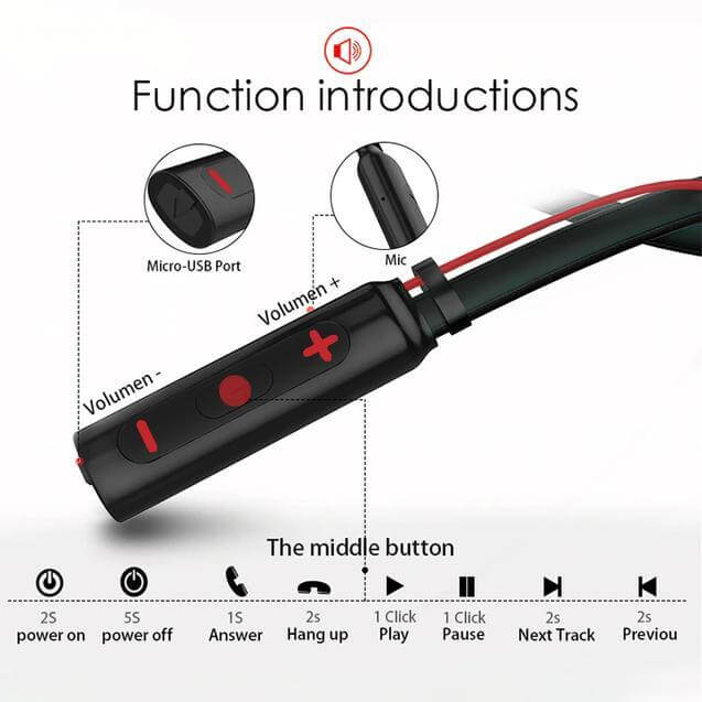 PTron Tangent Pro Wireless Headphone Neckband Bluetooth Headset For All Smartphones (Red/Black)