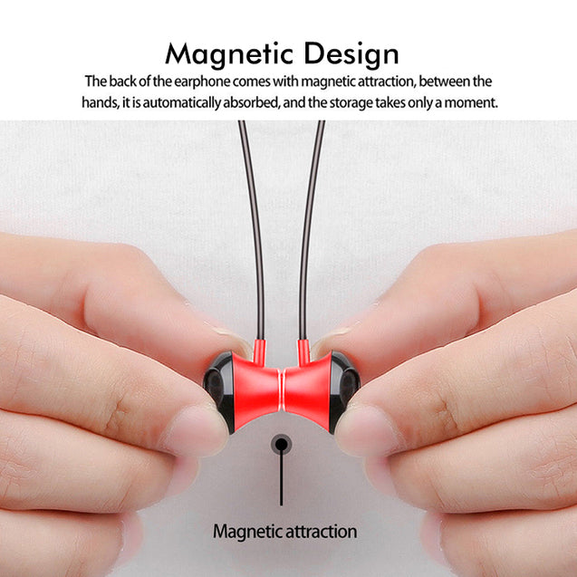 PTron InTunes Pro Magnetic Bluetooth Earphones With Mic For All Smartphones (Red/Black)