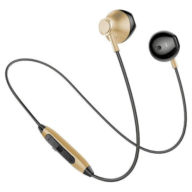 PTron InTunes Pro Magnetic Bluetooth Earphones With Mic For All Smartphones (Gold/Black)