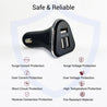PTron Bullet 3.1A Fast Charging Car Charger with 3 USB Port & Micro USB Cable for All Mobile (Black)