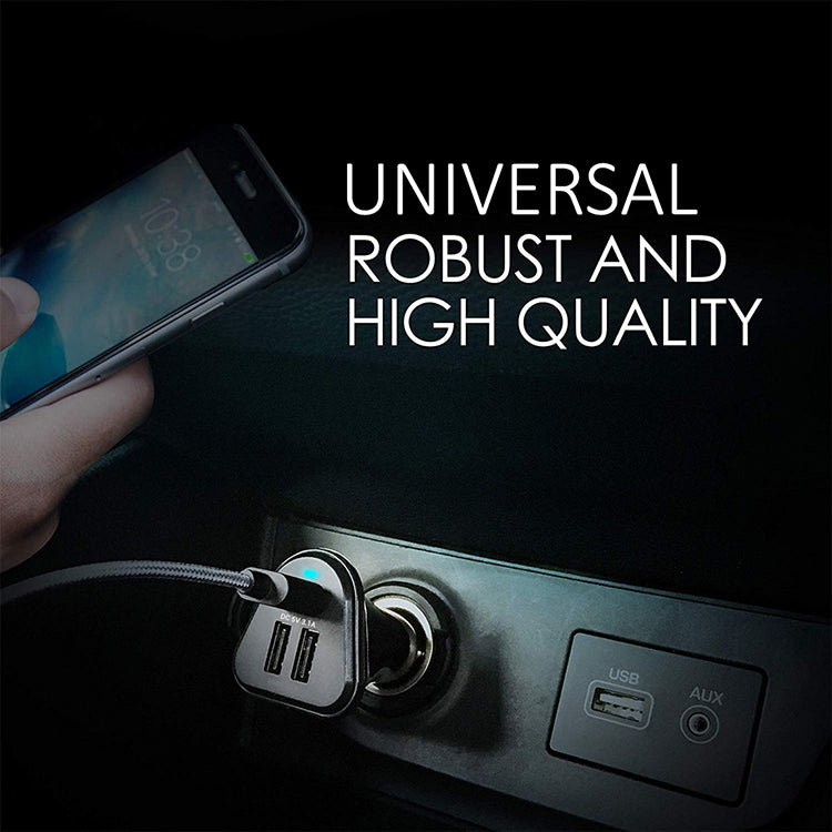 Dual-Port USB Tablet Phone Car Charger, 5V 3.1A 15.5W