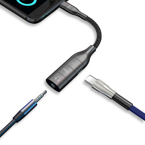 PTron Cosmo 2 in 1 Type C to 3.5mm Jack Audio Adapter Support Music Charging & Phone Call (Black)