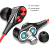 pTron Boom Duo Dual Driver In-Ear Stereo Sound Wired Headset with Mic - (Black & Red)