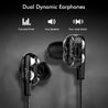 pTron Boom Pro 4D Deep Bass Dual Driver Wired Earphones with Mic for All Smartphones - (Black & Silver)