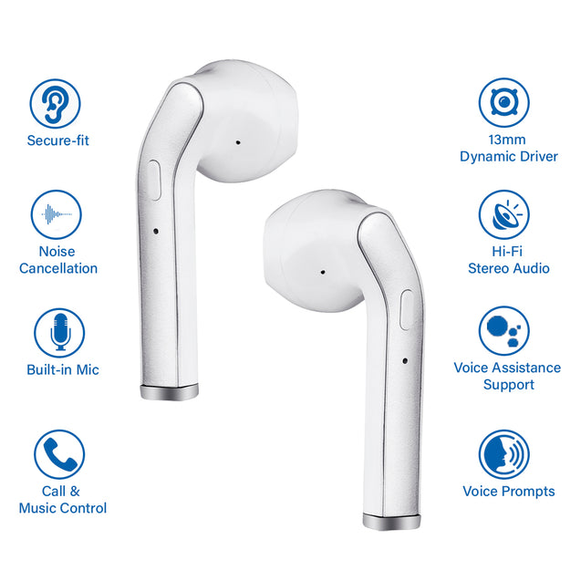 pTron Zenbuds Hi-Fi True Wireless Stereo Earbuds, 12Hrs Playback with Case & Mic - (White)