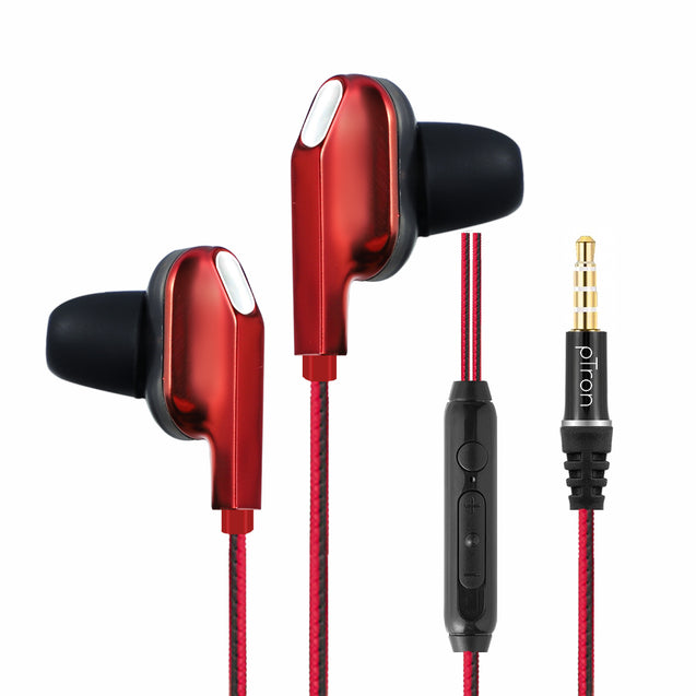 pTron Boom One In-Ear Stereo Sound Wired Earphones with Mic & Volume Control - (Red)
