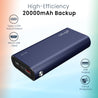 pTron Dynamo Elite 20000mAh Power Bank, 18W Fast Charge Type-C, Sturdy Design, Type-C & Micro USB Input Ports, Safe & Reliable, Li-Polymer Power Bank for Smartphones & Other Smart Device (Blue)