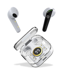 pTron Bassbuds Nyx in-Ear Wireless Headphone with 32Hrs Playtime, Immersive Audio, BT5.1, Stereo Calls, Touch Control TWS Earbuds, Digital Case & Type-C Fast Charging (White/Black)