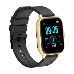 pTron Pulsefit P261 Bluetooth Calling Smartwatch with 4.3 cm Full Touch Color Display, Real Heart Rate Monitor, SpO2, 150+ Watch Faces, 5 Days Battery Life Fitness Trackers & IP68 Waterproof (Black/Gold)
