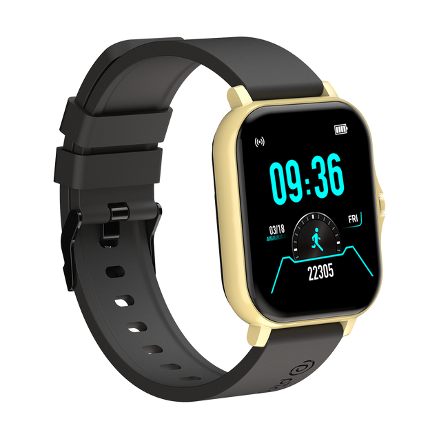 pTron Pulsefit P261 Bluetooth Calling Smartwatch with 1.7" Full Touch Color Display, Real Heart Rate Monitor, SpO2, 150+ Watch Faces, 5 Days Battery Life Fitness Trackers & IP68 Waterproof (Black/Gold)