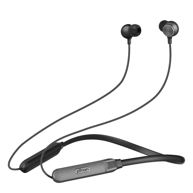 pTron InTunes Classic Bluetooth 5.2 Wireless in-Ear Headphones with Mic, 24Hrs Playback, 13mm Drivers, Punchy Bass, Fast Charging Neckband, Voice Assist, IPX4 & in-line Controls (Black/Grey)