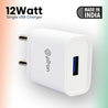 pTron Volta 12W Fast Charging USB Charger with 1m 2.4A Micro USB Cable, Made in India, BIS Certified Single Port USB Wall Adapter (White)