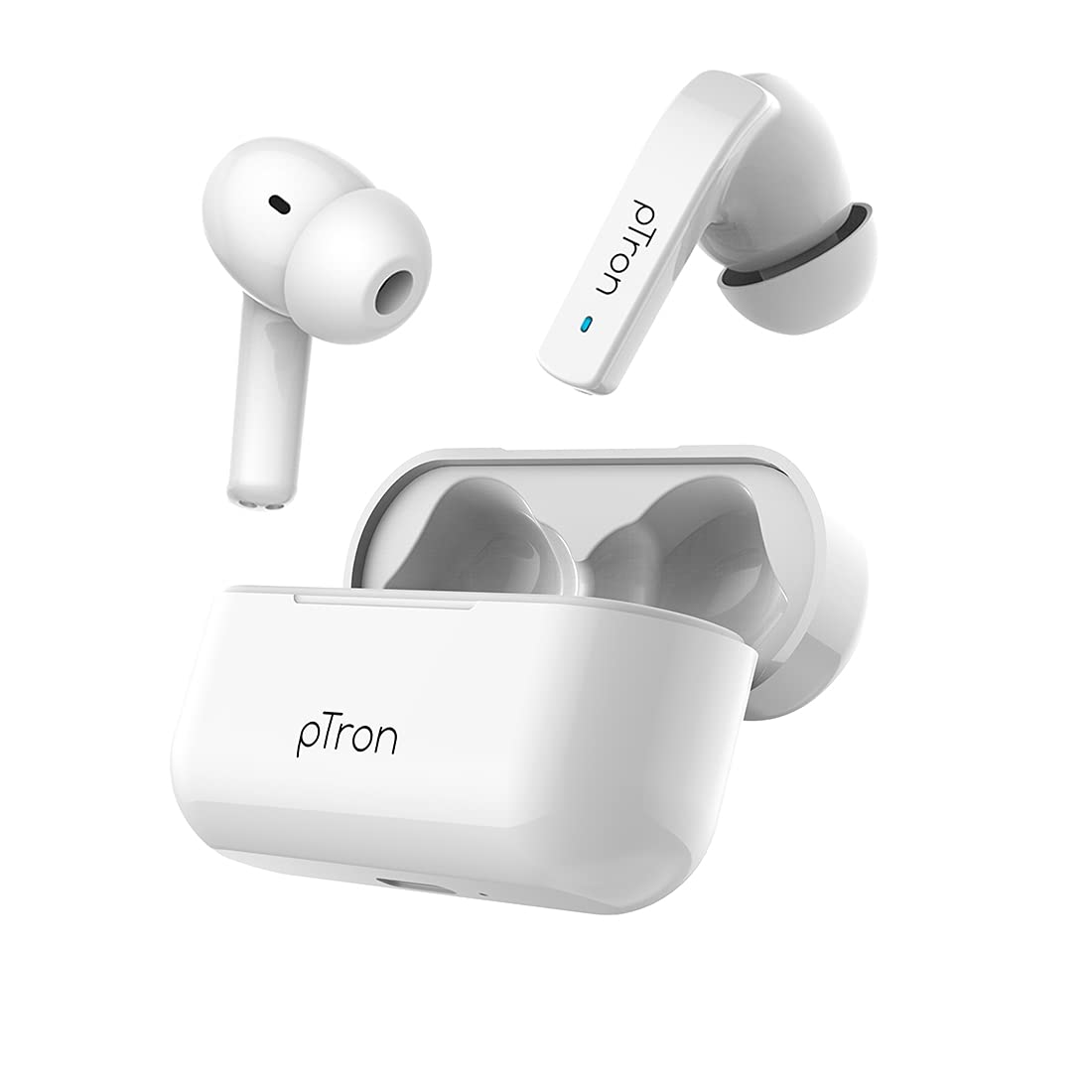 pTron Basspods 992 Active Noise Cancelling ANC Bluetooth 5.0 Wireless Headphones with Deep Bass White