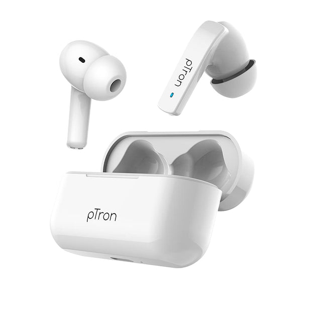 pTron Basspods 992 Active Noise Cancelling (ANC) Bluetooth 5.0 Wireless Headphones with Deep Bass (White)