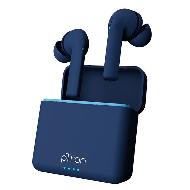pTron Bassbuds Vista in-Ear True Wireless Bluetooth 5.1 Headphones with Deep Bass, IPX4 Water/Sweat Resistant, Passive Noise Cancelation, Voice Assistance & TWS Earbuds with Built-in HD Mic (Blue)