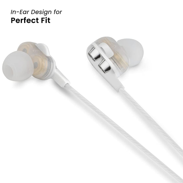 pTron Boom Ultima 4D Dual Driver in-Ear Wired Headphones with Mic - (White)