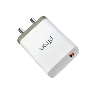 pTron Volta Elite QC3.0 18W USB Smart Charger, Made in India, BIS Certified, Auto-detect Technology, Fast Charging Power Adaptor Without Cable for All iOS & Android Devices (White & Grey)