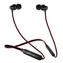 pTron Tangent Lite Magnetic In-Ear Wireless Bluetooth Headphones with Mic - (Black & Red)