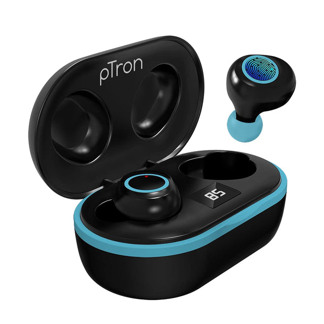 PTron Bassbuds Jets Bluetooth Truly Wireless In-Ear Headphone With Mic (Black and Blue)