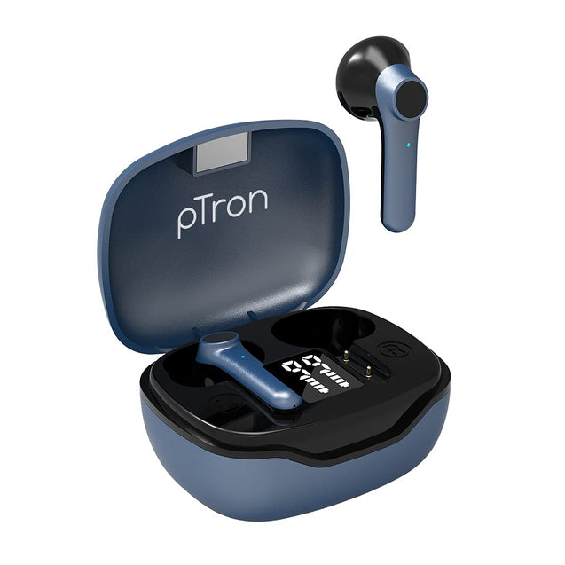 pTron Basspods 281 In-Ear True Wireless Stereo Bluetooth Earbuds (Black/Blue)