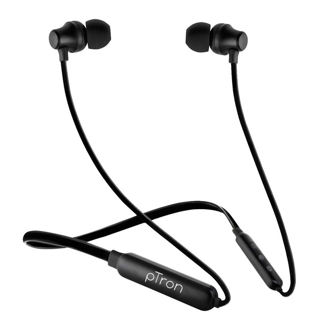 pTron Tangent Lite Magnetic In-Ear Wireless Bluetooth Headphones with Mic - (Black)