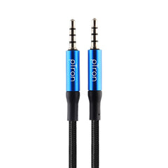 pTron Solero A11 3.5mm Male to Male Aux Cable, 1.5 m Long Stereo Audio Cable with Mic Support, Metal Shell, Silver-Plated Connectors & Strong Nylon Braided Cable (Blue & Black)