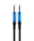 pTron Solero A11 3.5mm Male to Male Aux Cable, 1.5 m Long Stereo Audio Cable with Mic Support, Metal Shell, Silver-Plated Connectors & Strong Nylon Braided Cable (Blue & Black)
