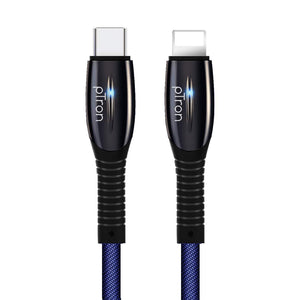 pTron Solero Evo 2.4A USB Type-C to iOS Devices Charging Cable, 480Mbps Data Sync, Strong & Durable 1.2 mUSB Cable- (Blue)