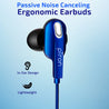 pTron Boom Lite in Ear Wired Earphones with Stereo Sound, Dual Drivers, Ergonomic & Secure-fit, 1.2M Tangle-Free Braided Cable, Gold-Plated 3.5mm Audio Jack, with Mic & Volume Control (Blue)