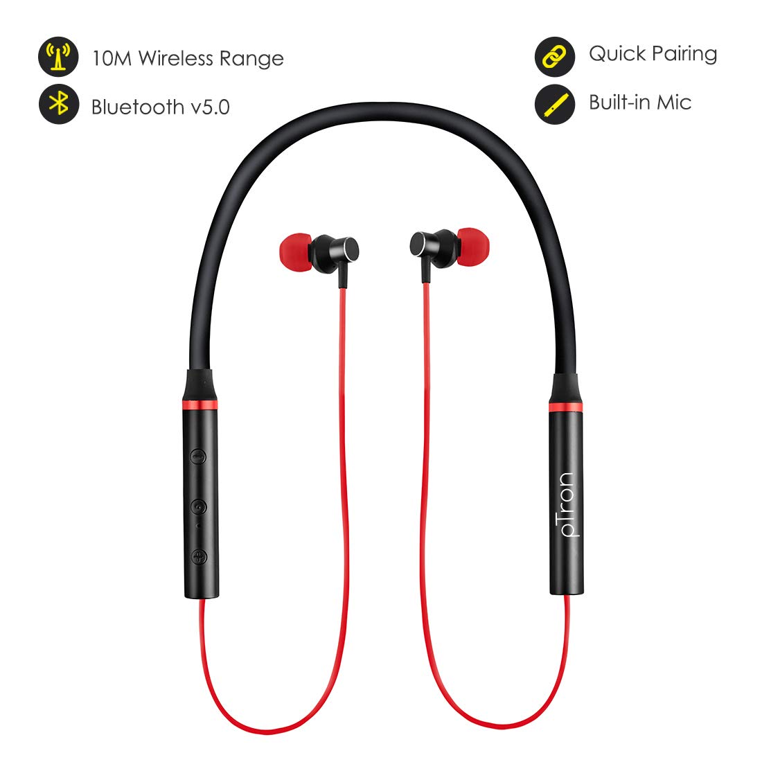 pTron Tangentbeat Magnetic In-Ear Wireless Bluetooth Headphones with M -  pTron India