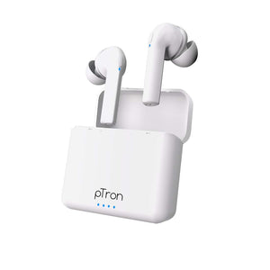 pTron Bassbuds Vista in-Ear True Wireless Bluetooth 5.1 Headphones with Deep Bass, IPX4 Water/Sweat Resistant, Passive Noise Cancelation, Voice Assistance & Earbuds with Built-in HD Mic - (White)