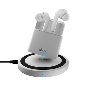 pTron Bassbuds Vista In-Ear True Wireless Bluetooth 5.1 Headphones with Free 5W Wireless Charger, Deep Bass, IPX4 Water/Sweat Resistant, Passive Noise Cancelling Earphone with Built-in HD Mic- (White)