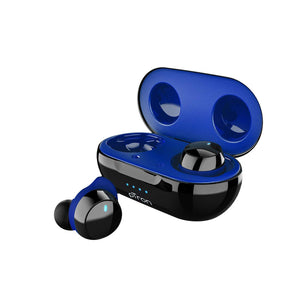 pTron Playbuds True Wireless Headphones (TWS), Bluetooth 5.0, Hi-Fi Sound with Bass, Ergonomic Earbuds, Auto Pairing, Passive Noise Cancellation, Voice Assistance & Built-in Mic - (Black & Blue)