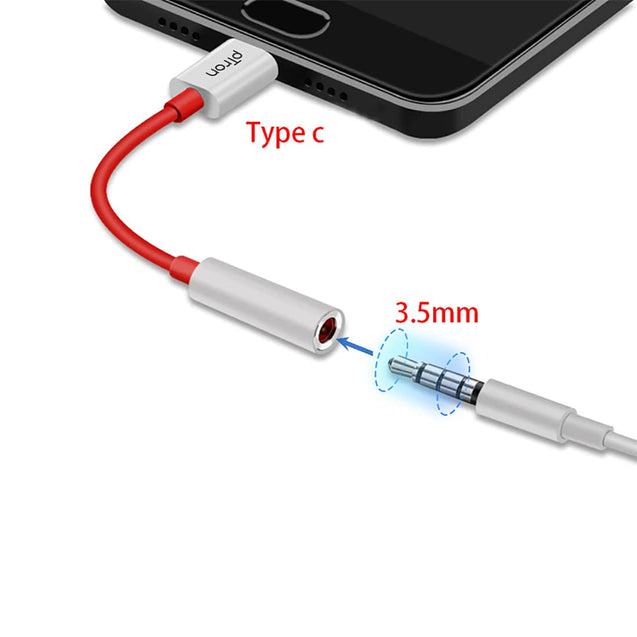 pTron Solero C1 Type-C to 3.5mm Jack Headphones Audio Connector, Compatible with Audio Adapter Accessory Mode Type-C Port Devices Xiaomi, OnePlus Nord /8T/8/7T/7/7 Pro/1+6/1+6T (White & Red)