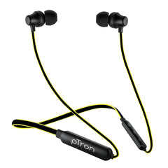 pTron Tangent Lite Magnetic In-Ear Wireless Bluetooth Headphones with Mic - (Black & Yellow)