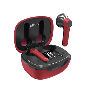 pTron Basspods 281 In-Ear True Wireless Stereo Bluetooth Earbuds (Black & Red)