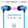 pTron Avento Classic Bluetooth 5.0 Wireless Earphones with Deep Bass & Voice Assistance (Black/Blue)