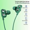 pTron Boom Ultima Dual Driver, in-Ear Gaming Wired Headphones with Mic, Volume Control, Passive Noise Cancelling Earphones with 3.5mm Audio Jack & 1.2M Tangle-Free Cable (Green)