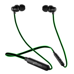 pTron Tangent Lite Magnetic In-Ear Wireless Bluetooth Headphones with Mic - (Black & Green)