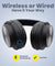 pTron Studio Classic Over Ear Wireless Headphones, Bluetooth 5.0, Hi-Fi Sound with Bass, 20Hrs Playback, Ergonomic & Foldable Wireless Headset, Soft Cushions, TF Card Slot & Aux Port - (Black)