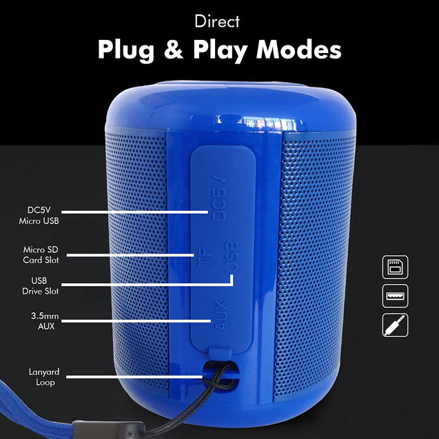 pTron Quinto 5W Wireless Bluetooth 5.0 Speaker with Dynamic Sound, 6Hrs Playtime, Mini Outdoor Speaker with 3.5mm Aux/Micro SD/USB Drive Slots, Built-in Mic, Full Music & Call Controls (Blue)