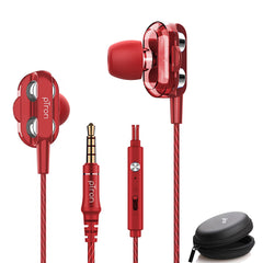 pTron Boom Ultima Dual Driver, in-Ear Gaming Wired Headphones with Mic, Volume Control, Passive Noise Cancelling Earphones with 3.5mm Audio Jack & 1.2M Tangle-Free Cable (Red)