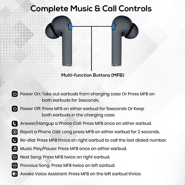 pTron Bassbuds Vista in-Ear True Wireless Bluetooth 5.1 Headphones with Free 5W Wireless Charger, Deep Bass, IPX4 Water/Sweat Resistant,Passive Noise Cancelling Earphones with Built-in HD Mic-(Gray)
