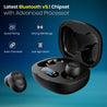 pTron Bassbuds Pro (New) in-Ear True Wireless Bluetooth 5.1 Headphones with Deep Bass, Touch Control Earbuds, IPX4 Water/Sweat Resistance, Digital Display Case, Earphones with Built-in Mic - (Black)