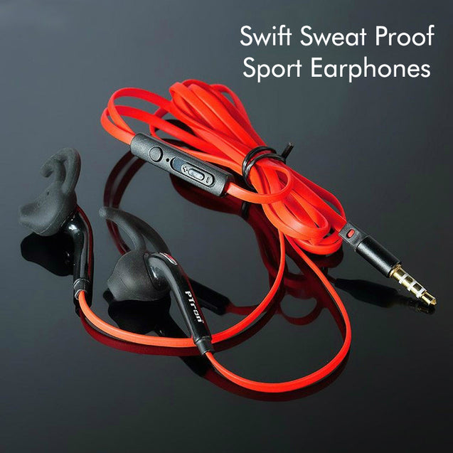 PTron Swift Headset Universal In-Ear Sports Stereo Earphone For All Smartphones (Black/Red)