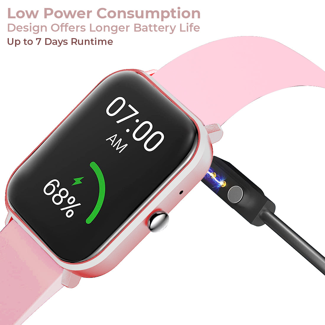 pTron Pulsefit Pro Bluetooth Calling Fitness Smartwatch (Pink)