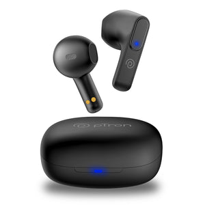 pTron Bassbuds B11 with 13mm Drivers, Stereo Calls, 28Hrs Playback & Touch Control TWS (Black)