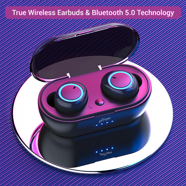 Buy PTron Bassbuds True Wireless Stereo Bluetooth Headphones, Get DaZon Arrow Silicon Wrist Watch Free