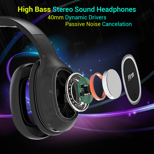 pTron Soundster Lite Over-Ear Bluetooth Headset with High Bass & 12Hrs Playback Time - Black