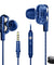 pTron Boom Ultima Dual Driver High Bass Wired Headphones with Mic & Volume Control (Dark Blue)